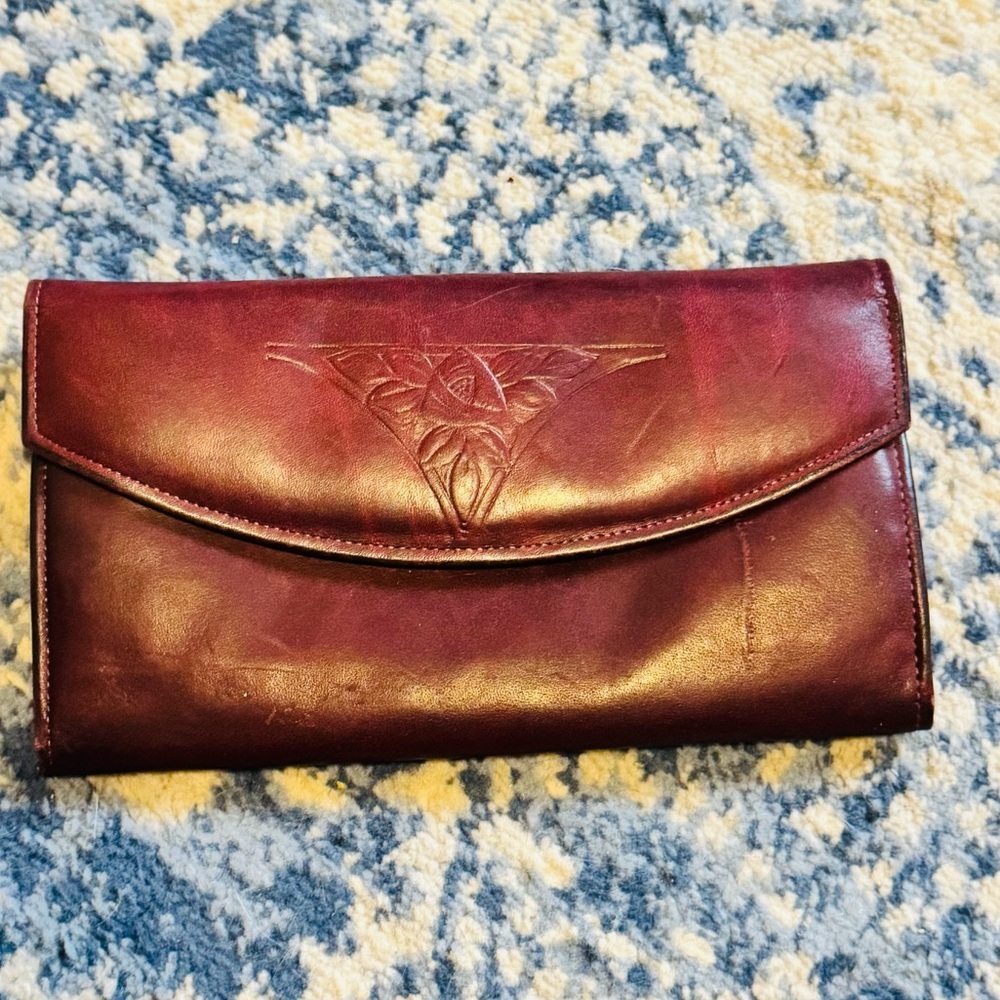 Vintage Rolfs Wallet Leather American Classic Burgundy Red 1980s Genuine Leather